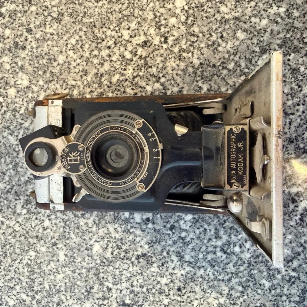 Kodak Vintage No 1A Autographic Kodak Jr Folding Camera Black Metal Leatherette